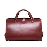 High quality back view of the Wesley Deep Pocket Duffle in Italian Reddish Brown Leather