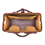 High quality inside view of the Wesley Deep Pocket Duffle in Italian Reddish Brown Leather