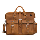 High quality full grain Flight Bag Leather Briefcase - Los Angeles Dodgers front view - Saddleback Leather