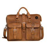 High quality full grain Flight Bag Leather Briefcase - Milwaukee Brewers front view - Saddleback Leather