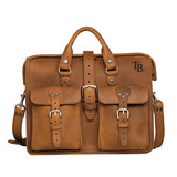 High quality full grain Flight Bag Leather Briefcase - Tampa Bay Rays front view - Saddleback Leather