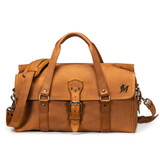 High quality full grain leather 20" Baby Beast Duffle Bag - Miami Marlins front view - Saddleback Leather
