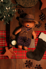 Life shot of the leather teddy bear