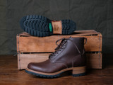 High quality side view of the Huntsman boot in dark brown