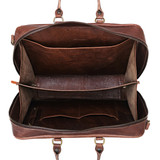 This is the product inside an empty image of the woman's business satchel in dark brown