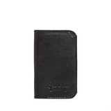 High quality front view of the slim business card leather holder in Italian black