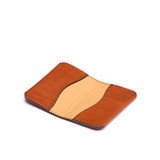 This is the open view of the slim business card holder in Italian tan