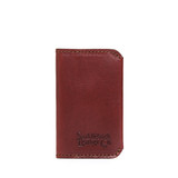 High quality front view of the slim business card leather holder in Italian reddish brown