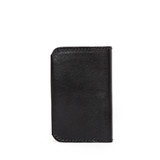 High quality back view of the slim business card leather holder in Italian black