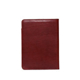 High quality medium leather portfolio in red brown with a back view