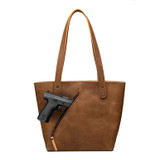 Suzette's Steals Concealed Carry Leather Tote - Tobacco