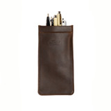High quality bear trap leather pen case with tumbled leather in dark brown