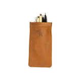 High quality bear trap leather pen case with tumbled leather in tan backside