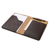 High quality open view of the Moleskine leather cover in dark brown