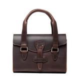 This is the front view of the double handle purse in dark brown