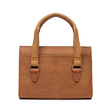 This is the back view of the double handle purse in light brown