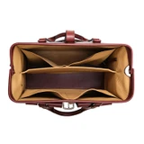 High quality black full grain leather Dave's Deals Blackstone Barrister Briefcase - Oxblood side view - Saddleback Leather