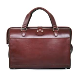 High quality black full grain leather Dave's Deals Blackstone Barrister Briefcase - Oxblood back view - Saddleback Leather