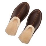 Dave's Deals Men's Sheepskin Slippers - Size 10 - Dark Coffee Brown