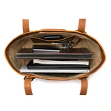 This is the inside view of the new classic tote in light brown