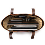 This is the inside view of the new classic tote in dark brown