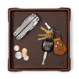 High quality this leather catchall valet tray can hold a lot. Especially this red brown one.