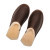 High quality dark brown full grain leather Dave's Deals Women's Sheepskin Slippers - Old Design - Size 6 - Dark Coffee Brown side view - Saddleback Leather
