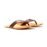 This is the side view of the dark brown flip flops