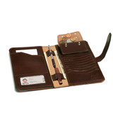 High quality open view of the Big leather Wallet in dark brown