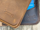 High quality dark brown full grain leather New Big Wallet alternate angle - Saddleback Leather