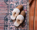 Dave's Deals Women's Sheepskin Slippers - NEW DESIGN - Size 9 - Tobacco