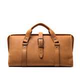 High quality front view of the light brown leather range and tool bag