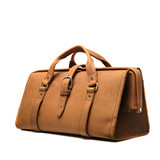 High quality side view of the light brown leather range and tool bag