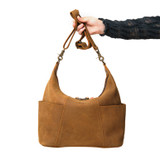 High quality tan full grain leather Suzette's Steals Women's Hobo Organizer Bag - Tobacco front view - Saddleback Leather