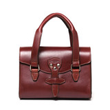 High quality front view of the Silverback Double Handle leather Purse in reddish brown