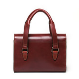 High quality back view of the Silverback Double Handle leather Purse in reddish brown