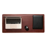 High quality lifestyle image of Long desk pad in red brown color