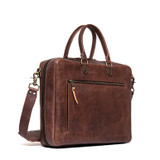 High quality full grain leather Suzette's Steals Women's Business Satchel - Dark Coffee front view - Saddleback Leather