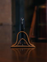 High quality full grain light brown leather Pen Holder Bell Curve front view - Saddleback Leather