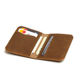 High quality front view of the light brown Slim leather Bifold Wallet