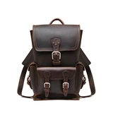 High quality front pocket backpack in dark brown front view
