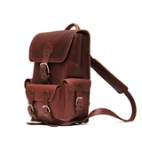 High quality front pocket backpack in reddish brown side view