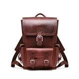 High quality front pocket backpack in reddish brown front view