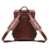High quality front pocket backpack in reddish brown back view