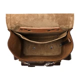 High quality front pocket backpack in dark brown inside view