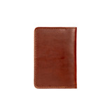 High quality backside of the red brown slim leather passport wallet. Made by Saddleback