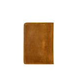 High quality back of the tan slim leather passport wallet. Made by Saddleback