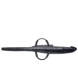 High quality black leather gun sleeve for rifles and shotguns and it is facing the top.