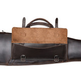 High quality dark brown leather gun sleeve for rifles and shotguns and its pocket