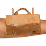 High quality tan brown leather gun sleeve for rifles and shotguns and its pocket